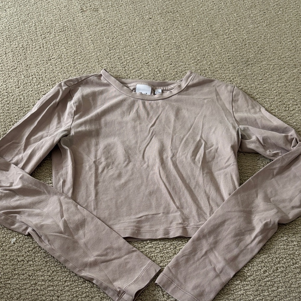 TNA Taupe Long Sleeve Crop Top